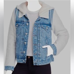 BLANK NYC Denim and White Sherpa Jacket - Size L